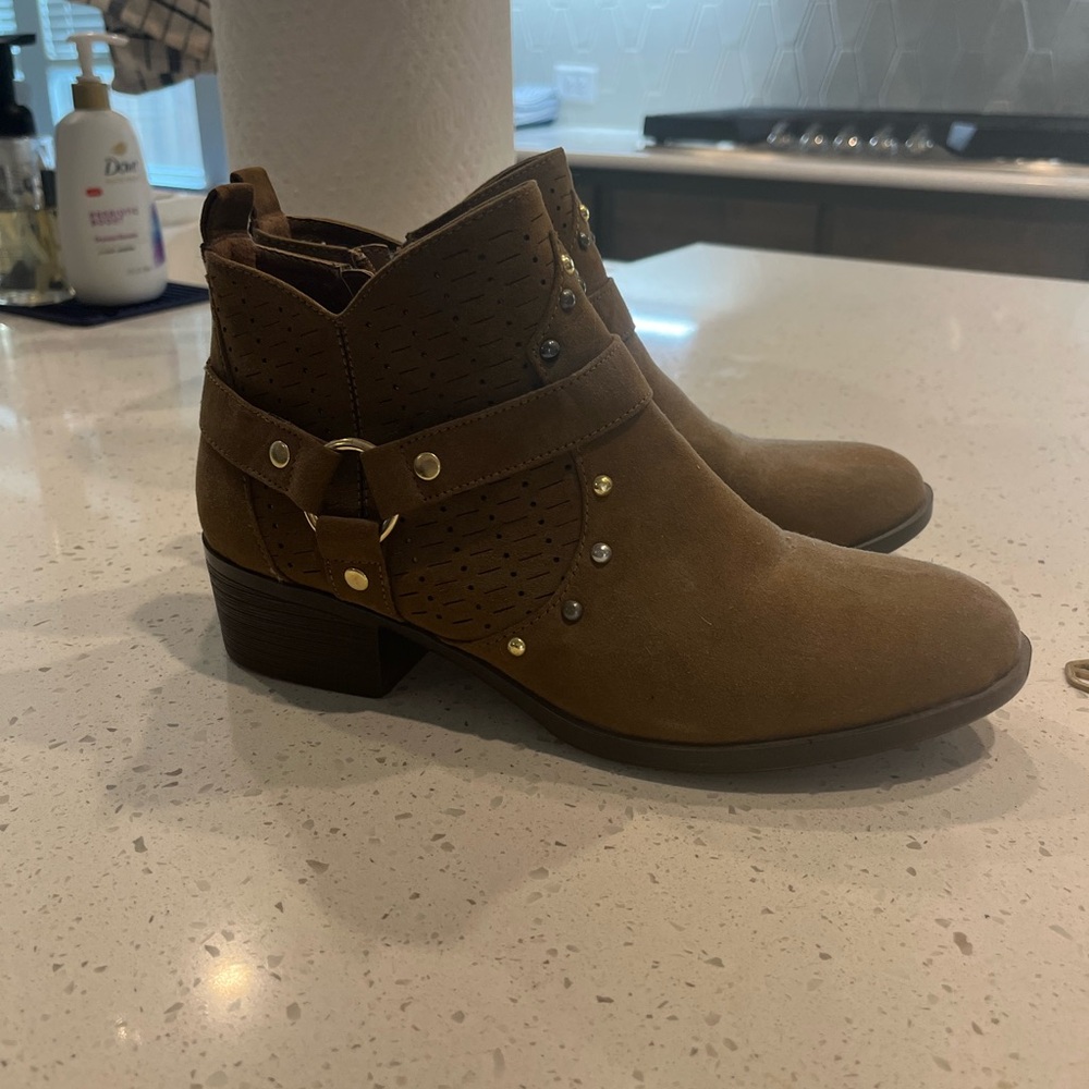 Brown Ankle Boots with Studded Detail